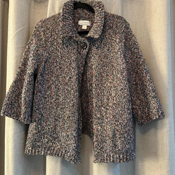 CJ Banks Sweaters - C.J. Banks One Button Open Cardigan Sweater. Size X. Pink, blue black and white